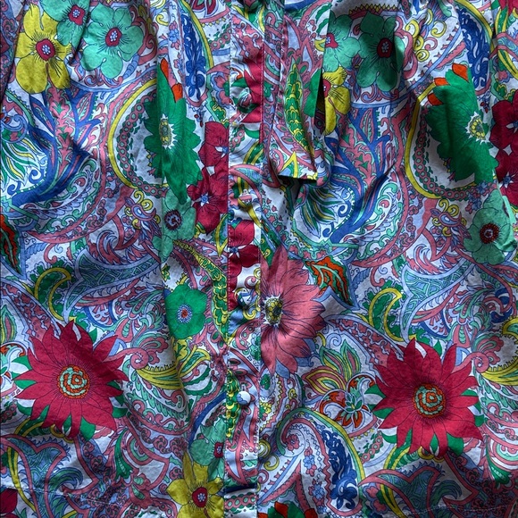 Talbots Floral Midi Button-Down Dress, ruffle detail, adjustable waist ties, 10 - Picture 2 of 8